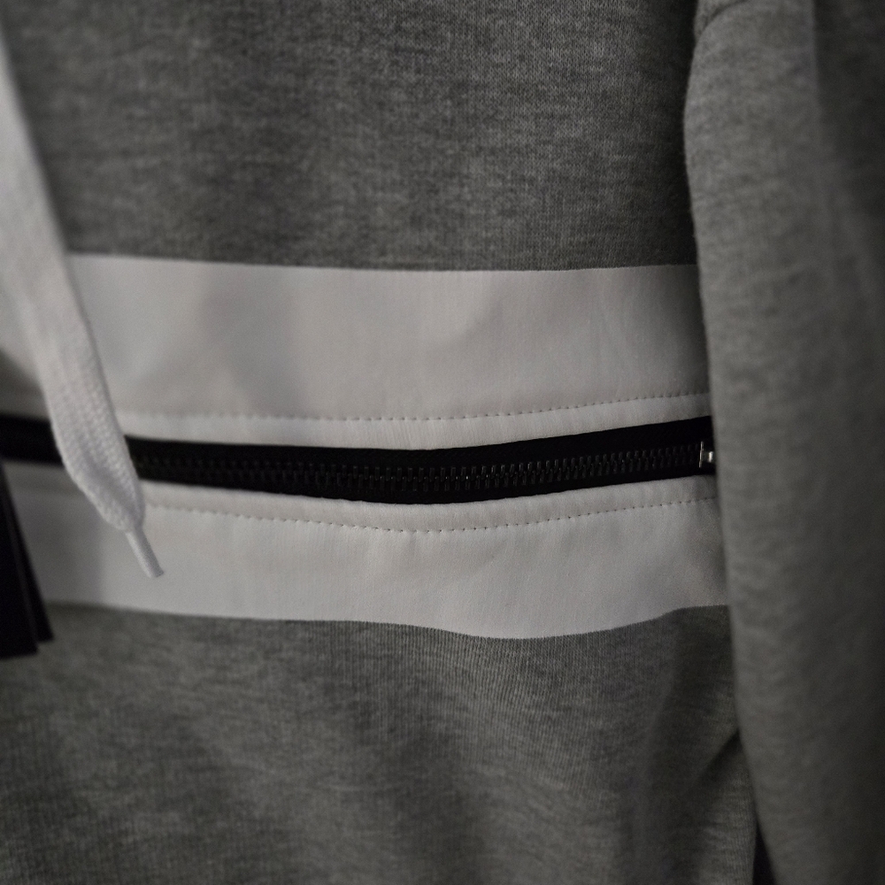NWT sweatshirt w faux leather striped detail - Picture 4 of 6